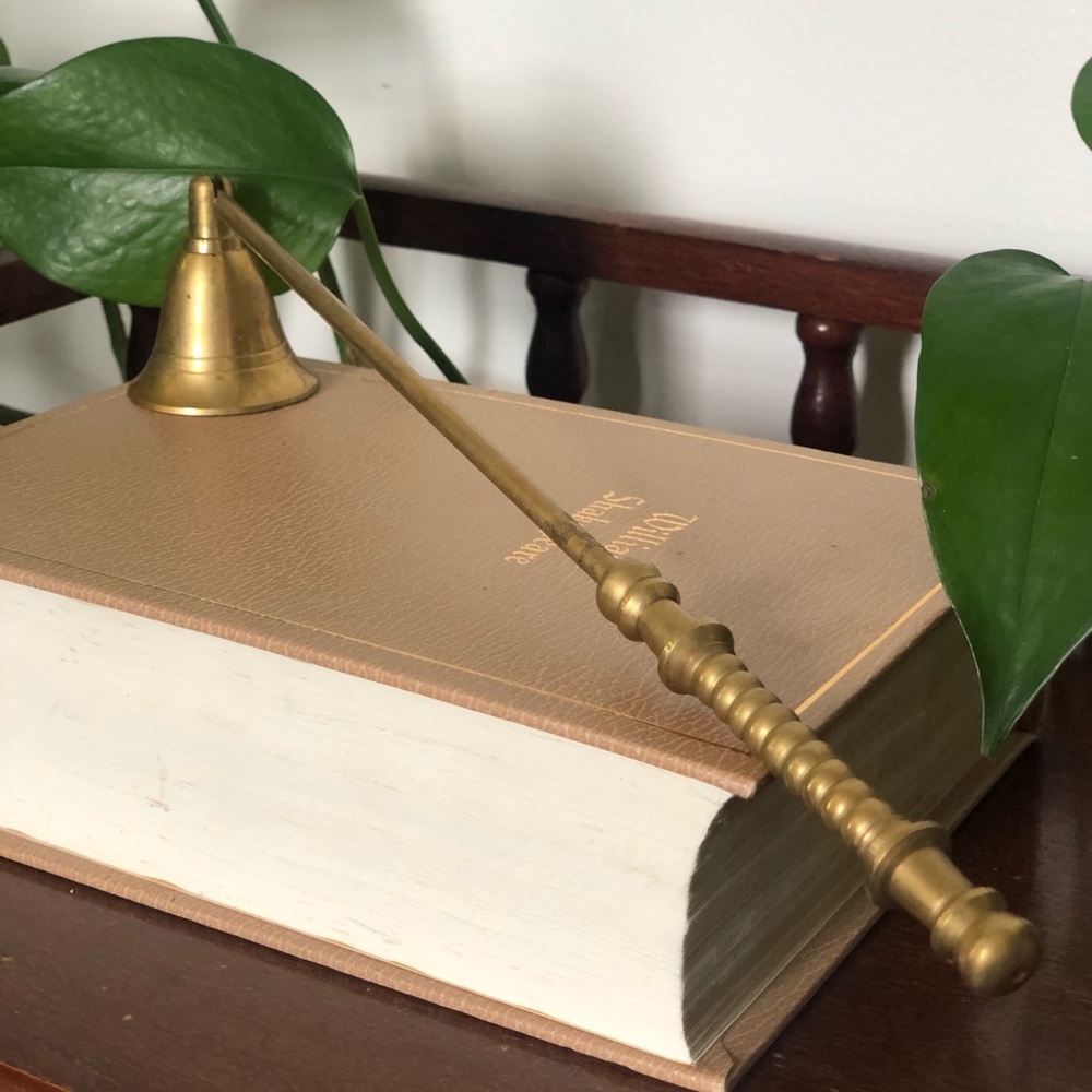 Vintage Solid Brass Long-Handle Rotating Bell Candle Snuffer